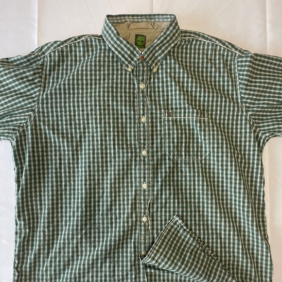 Timberland Men’s Green / White Plaid Long Sleeve Button‑Up Shirt - XL - Picture 1 of 7